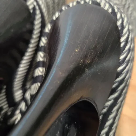 Bruno Magli Womens Graphic Print Tall Dress Boots Sz 37 / 6.5-7 fur pointed toe - Picture 11 of 14